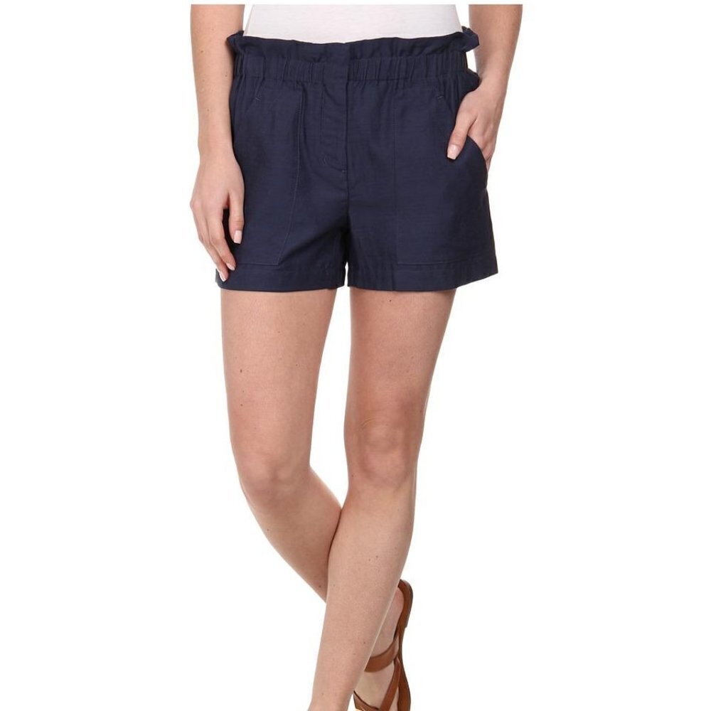 Bcbgmaxazria Addison Paper Bag Shorts Navy‎ Blue M